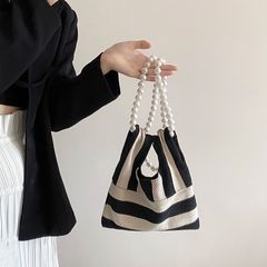 バッグ レディース パールチェーン ショルダー ボーダー ストライプ ミニバッグ