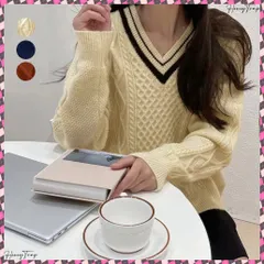 送料無料 ライン入りケーブルニットトップス 韓国風 レディース ゆったり ニットウェア Vネック カジュアル ニットセーター 体型カバー通勤 通学 ニットプルオーバー 無地 ニットソー春秋冬服 学院風ニットトップ オシャレオルチャン