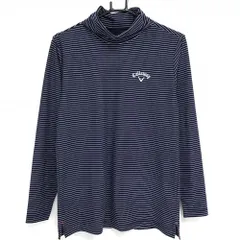 【美品】キャロウェイ 長袖タートルネックシャツ ネイビー×白 ボーダー 微起毛  メンズ M ゴルフウェア Callaway