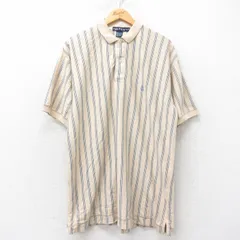 XL/古着 ノーティカ 半袖 ブランド ポロ シャツ メンズ 90s ワンポイントロゴ 大きいサイズ ロング丈 コットン ベージュ他 カーキ ストライ