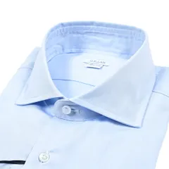 ORIAN オリアン / SLIM FIT ドレスシャツ ワイシャツ ホリゾンタルカラー 長袖 コットン100% ライトブルー 420780