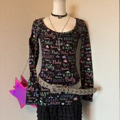 y2k 00s archive ロゴ柄サーマル　平成デコラ原宿グランジ　姫ギャル