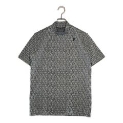 未使用品 メンズ パーリーゲイツ PEARLY GATES 半袖シャツ 4(M) グレー系 モックネック ロゴ総柄