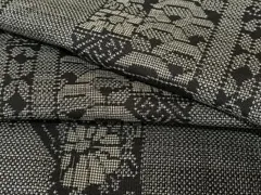 平和屋着物●本場大島紬　9マルキ　花間道　黒地　正絹　逸品　AAAT0537zg