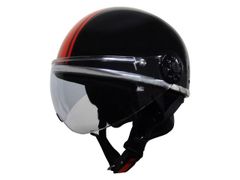 新品未使用　シールド付きヴィンテージヘルメット　ブラックレッドライン