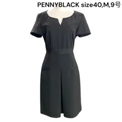 美品 ペニーブラック PENNYBLACK 40、M、9号 ワンピース 半袖 ミモレ 膝丈 ブラック レディース S5P449のサムネイル
