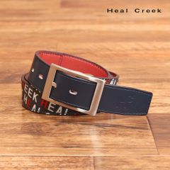 Heal Creek/ベルト 003-68230 日本製 ロゴ プリント 無地 リバーシブル サイズ調整可能 ゴルフ メンズ 紳士 ヒールクリーク 新品/ネイビー×レッド/ki254/