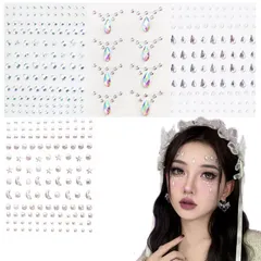 【新着商品】貼り付け可能 ネイルアートパーツ 顔面デコ DIY手作り 宝石シール 3D フェースステッカー キラキラ ジュエルステッカー シール ラインストーン (4枚セット) ラインストーンステッカー nalaina