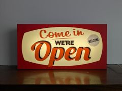 【Lサイズ オーダー無料】COME IN WE ARE OPEN オープン 営業中 開店 いらっしゃいませ カントリー アメリカンレトロ 店舗 パーティー 宴会 イベント カウンター サイン ランプ 照明 看板 置物 雑貨 ライトBOX 電飾看板 電光看板