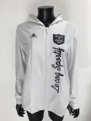 【USED】le coq sportif ルコック ポリエステル フルジップ 長袖 パーカー フード ロゴ刺繍 ホワイト 白 レディース L ゴルフウェア