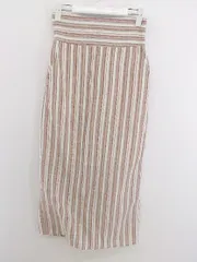 ◇ N. Natural Beauty Basic ハイウエスト ストライプ ロング ナロー スカート サイズM アイボリー ピンク系 レディース P  【中古】 【1209300004247】