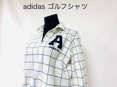 adidas   テーラーメイド　ゴルフ　ポロシャツ　ホワイト×ネイビー　長袖　ワッペン付き　OT/XG    メンズ　az MID6773