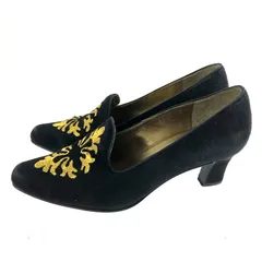 イヴサンローラン Yves Saint Laurent パンプス 刺繡デザイン ブラック 35サイズ 925171