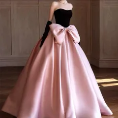 バイカラーで大きめリボンのベア イブニングドレス?.?