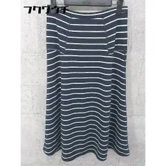 ◇ PLST プラステ ボーダー 膝丈 スカート サイズ2 ネイビー＆ホワイト レディース 【中古】 【1002801842611】