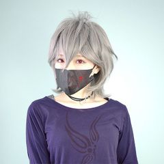 ミディアムレイヤーウィッグ ダークグレー コスプレウィッグ ショート 男装