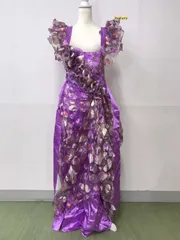 キレイめ！ノースリーブ フリル切替え パーティー ロングワンピース