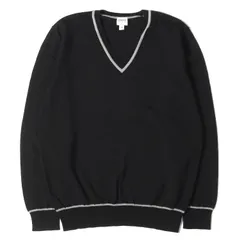 ARMANI COLLEZIONI アルマーニコレツォーニ ニット リブライン Vネック ウール ハイゲージ ニットセーター プルオーバー ブラック 黒 50 イタリア製 ブランド シンプルのサムネイル