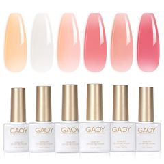 GAOY ジェルネイル 6色セット シアーカラージェル 透明感あり ピンク ホワイト UV・LED対応 ソークオフジェル セルフネイル サロン級 1