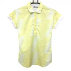 ★SALE価格★【超美品】アディダス 半袖ポロシャツ イエロー×白 総柄 レディース S/P ゴルフウェア adidas