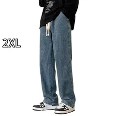 [2XL]メンズ ファッション 服 オシャレ シンプル 大人 かっこいい 大きいサイズ ストリート 紳士服 秋　冬 アメリカン ベルベット ジーンズ ストレート ワイド レッグ カジュアル ロング パンツ