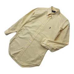POLO RALPH LAUREN ポロラルフローレン ボタンダウンシャツ 長袖 シャツ イエロー系 メンズ M相当 春夏 アメカジ 大人カジュアル■BD296