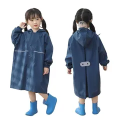 [Formemory] レインコート キッズ ポンチョ レインスーツ 子供 女の子 男の子 ランドセル対応 透明窓付き ゴム付きの袖 防風 防水ハイネック 通学 子供用 梅雨対策 携帯ポーチ付き 雨具 3色 (ブルー, 3XL)