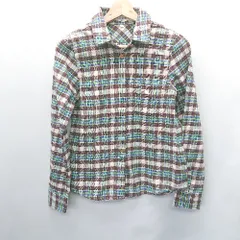 ◇ SHIPS シップス チェック柄 長袖 シャツ サイズS ブラウン グリーン レディース E  【1407180052529】