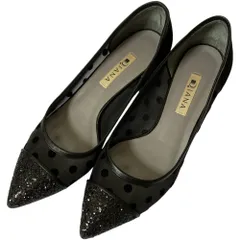 美品 DIANA ダイアナ ドットチュール グリッター ポインテッドトゥ パンプス 23.5cm ブラック レディース 古着 中古 USED