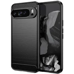 FINON Google Pixel 9 Pro XL ケース カバー スマホケース カーボン デザイン 指紋防止 薄型 軽量 耐衝撃 簡易脱着 ソフトケース (ブラック)のサムネイル
