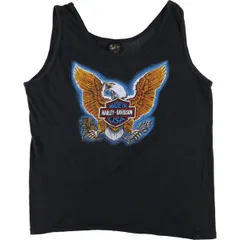 古着 ハーレーダビッドソン Harley-Davidson 鷲柄 イーグル柄 ドクロ柄 スカル柄 タンクトップ カナダ製 レディースL相当/eaa556006