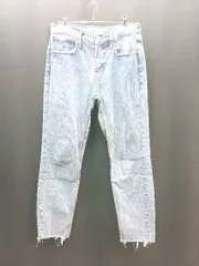 ◇ ZARA ザラ カジュアル ダメージ加工 切りっぱなし ケミカル デニムパンツ サイズ38 ライトブルー レディース E 【1310130028751】