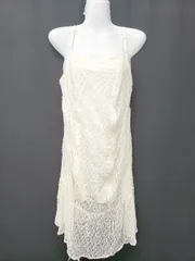 ◇ Θ NICE CLAUP ナイスクラップ レース バレエコア 膝丈 キャミソール ワンピース サイズF アイボリー レディース E  【1507010002615】