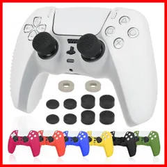 【特売】Ltenic ps5コントローラーカバー シリコン素材 ps5 カバー コントローラー 傷防止 滑り止め 保護ケース-ホワイト(スティックキャップ 8個付)