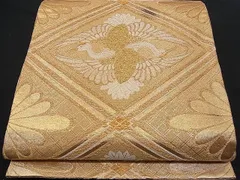 平和屋着物■佐賀錦　六通柄袋帯　唐織　双鶴菱花文　金糸　逸品　n-pk0096