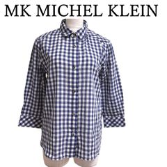 MK　MICHEL KLEIN　ミッシェルクラン　レディース　レギュラーカラーシャツ　ギンガムチェック　ブルー　ホワイト　M　9号