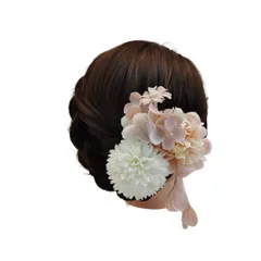 大特価　髪飾り 造花 フラワー ヘアピン ヘアクリップ 和装 七五三 成人式 卒業式 結婚式 振袖 浴衣 袴 着物 和装 ヘアアクセサリー 3個セット (ピンク)