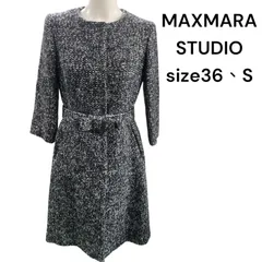 美品　マックスマーラ　MAXMARA studio   リボンベルトが可愛い　美形　ツイード　コート　36、S、7号　S5M089のサムネイル