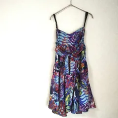 マルチカラー キャミソール ドレス ワンピース ミニ 総柄 プリント Lサイズ