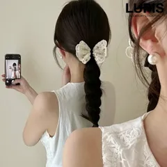 ヘアアクセサリー ヘアゴム シュシュ リボン レース 花柄 刺繍 チュール チュールレース ガーリー フェミニン 上品 清楚 大人っぽ ルピス LUPIS v2824