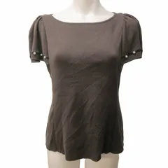 ルネ Rene 美品 ニット カットソー パールビジュー 半袖 茶 ブラウン 34 約S相当 0714■GY06のサムネイル
