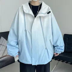 マウンテンパーカー ウインドブレーカー メンズ オーバーサイズ ボリュームネック レディース ゆったり ブルゾン 大きめ ハイネック グラデーション 春 防風 アウター ジャンバー 夏 アウトドア スポーツ 男女兼用 おしゃれ llyk01