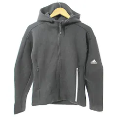 アディダス adidas タグ付き Z.N.E スポーツウェア パーカー ジップアップ フーディ ロゴプリント L 黒 0829