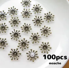 197【ビーズキャップ】約100個入り　古金色　花芯　座金　花座　つまみ細工に