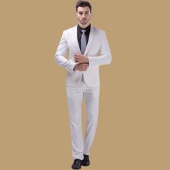 メンズスーツ 紳士服 ビジネススーツ 1つボタン 男性 パンツ スーツ 2点セット ホワイト 白 発表会 イベント 司会 演奏会 セットアップ 上下セット ジャケット 成人式 入学式 卒業式 dg660f0