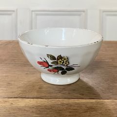 フランスアンティーク 　カフェオレボウル　赤と黄のブーケ　ビンテージB【647】