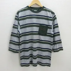 H■マナスタッシュ/Manastash ボーダーTシャツ/ヘンプTシャツ/上野商会【L】緑灰色/MENS■28【中古】