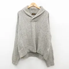 XL/古着 エディーバウアー 長袖 セーター メンズ 90s 無地 ウール ショールカラー グレー 霜降り 24nov12 中古 ニット トップス