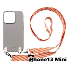 【新品未使用】iPhone13 Mini アイフォン13ミニ 平型 TPU カバー(くすみグレー/オレンジ)myones 斜め掛け スマホショルダー かわいい zmyones002-ps1-st28-iphone13min-gy-or
