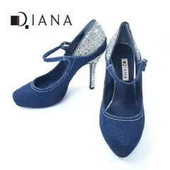 DIANA ダイアナ パンプス デニム グリッター 23cm ブルー ストラップ メリージェーン アーモンドトゥ hws01270